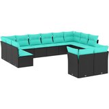  12-dijelni vrtni set s jastucima crni poliratan | shoptok.hr