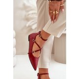 Boto Women's Ballerinas With Pointed Toes And Intertwined Straps Burgundy Violra | Shoptok.si
