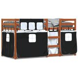 Krevet na kat sa zavjesama bijelo-crni 90 x 200 cm od borovine | Eponuda.com