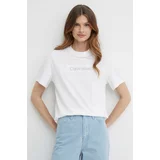 Calvin Klein Bombažna kratka majica ženska, bela barva, K20K206638