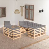 The Living Store Vrtna sedežna garnitura 9-delna z blazinami trdna borovina - Vrtna Sedežna Garnitura, (21479594) | Shoptok.si