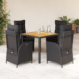 vidaXL 5-dijelni vrtni blagovaonski set s jastucima od poliratana crni | shoptok.hr