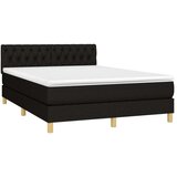  Box spring postelja z vzmetnico LED črna 140x200 cm blago, (20899992) | Shoptok.si