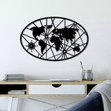 Wallity Zidna dekoracija World Map 8-M v2, 50 x 77 cm, Crna | ePonuda.com