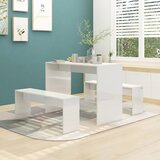 The Living Store Jedilna garnitura 3-delna visok sijaj bela iverna plošča - Jedilna Garnitura, (21471736) | Shoptok.si