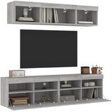 5-dijelni zidni TV elementi s LED svjetlima boja sivog hrasta | shoptok.hr
