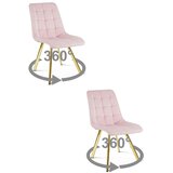  Okretna stolica CIEZA 360, svijetlo ružičasti baršun, zlatne metalne noge, set 2 kom | shoptok.hr