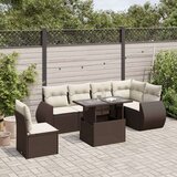 vidaXL 7-dijelni set vrtnih sofa od poliratana s jastucima smeđi | shoptok.hr