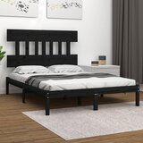 Maison Chic Posteljni okvir - Dvoposteljna postelja - Zakonska postelja črn iz trdnega lesa 200x200 cm-J4924, (21767823) | Shoptok.si