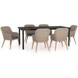  7-dijelni vrtni blagovaonski set s jastucima smeđi Smeđa Dužina stola 140 cm | shoptok.hr
