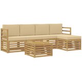 vidaXL Zunanja garnitura za sedenje 6 pcs Bela in bež Poliester, (5000280971) | Shoptok.si