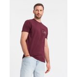 Ombre Men's Streetstyle cotton t-shirt with pocket print - maroon | Shoptok.si