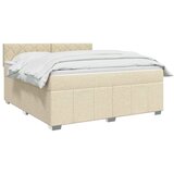  Boxspring krevet s madracem Krem 160 x 200 cm Tkanina - Krem 160 x 200 cm Dizajn s rombovima | shoptok.hr