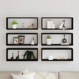 Police na zidu s policom Zidne 6 pcs Crni hrast 60 x 15 x 23 cm | Eponuda.com