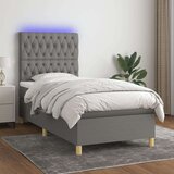  Box spring postelja z vzmetnico LED temno siva 100x200 cm blago, (20726728) Cene