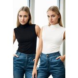 Dewberry 32501 2-Piece Sleeveless Body Set-BLACK-WHITE | Shoptok.si