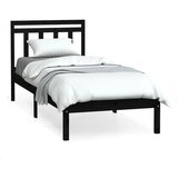 vidaXL Posteljni okvir črn iz trdnega lesa 75x190 cm 2FT6, (20646847) Cene