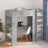  Postelja na podstrešju z mizo Betonsko siva 80 x 200 cm, (5000137061) | Shoptok.si