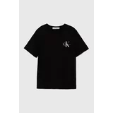 Calvin Klein Jeans Otroška bombažna kratka majica črna barva, IU0IU00624
