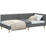 vidaXL Kotna postelja Temno siva 100 x 200 cm Tkanina in oblikovan les | Shoptok.si