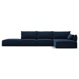 Mazzini Sofas Temno modra žametna kotna sedežna garnitura z ležalnikom (desni kot) Vanda – | Shoptok.si