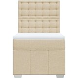 vidaXL Box spring postelja z vzmetnico krem 90x200 cm blago | Shoptok.si