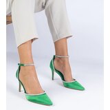 Gemre Green satin pumps embellished with rhinestones Fugatto | Shoptok.si