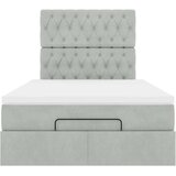 vidaXL Otomanski posteljni okvir z vzmetnicami siv 120x190cm žamet | Shoptok.si
