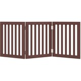 Vrata za pse s 3 panela sklopiva smeđa 150 cm od drva topole | shoptok.hr