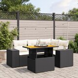 Maison Chic Seti vrtnega pohištva - Vrtna garnitura - Vrtni pohištvo set 5-delna z blazinami črn poli ratan, (21813514) | Shoptok.si