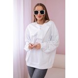 Kesi Cotton blouse with bow in white Cene
