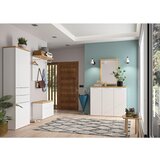 CARRYHOME GARDEROBNA KLOP barve hrasta, bela, visoki sijaj | Shoptok.si