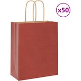 vidaXL Papirnate vrećice 50 kom s ručkama crvene 18x8x22 cm | shoptok.hr