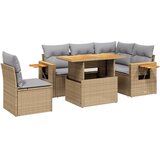  6-dijelni set vrtnih sofa s jastucima bež od poliratana Slike