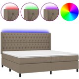  box spring s madracem LED smeđesivi 200x200 cm tkanina | shoptok.hr