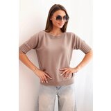 Kesi Włoski Women's viscose sweater with short sleeves fango Cene