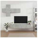 vidaXL Komplet TV omaric 7-delni betonsko siv inženirski les