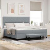 vidaXL Box Spring krevet s madracem i klupom svjetlosiva 200x200 cm tkanina | shoptok.hr