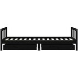  Okvir za dječji krevet s ladicama crni 90 x 190 cm od borovine | Shoptok.si