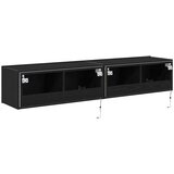 TV zidni ormar s LED svjetlima 2 pcs Crni hrast 80 x 35 x 31 cm | shoptok.hr