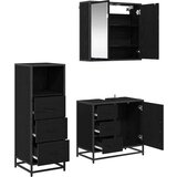 vidaXL Komplet pohištva za kopalnico s predalom 3 pcs Črni hrast | Shoptok.si