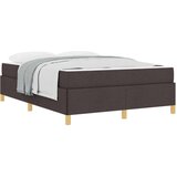  Postelja z vzmetnico Temno rjava in bela 140 x 200 cm blago | Shoptok.si