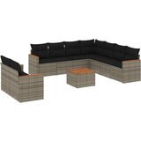 Maison Chic Seti vrtnega pohištva - Vrtna garnitura - Vrtni pohištvo set 10-delna z blazinami siv poli ratan, (21812128) | Shoptok.si