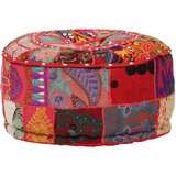 vidaXL tabure večbarven okrogel, bombaž, ročno izdelan 40x20 cm rdeč cene