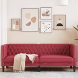 vidaXL Kavč trosed Chesterfield vinsko rdeča umetno usnje Cene