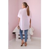 Kesi Cotton shirt with short sleeves in powder pink color | shoptok.hr