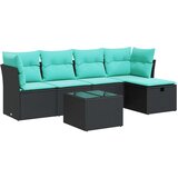 vidaXL Vrtna garnitura - 6-dijelni set vrtnih sofa s jastucima crni od poliratana - Crna sa spremištem 6 | shoptok.hr