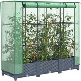 vidaXL Visoka greda s prevleko za rastlinjak videz ratana 120x40x123cm Cene
