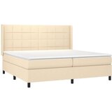  Box spring postelja z vzmetnico LED krem 200x200 cm blago, (20851589) | Shoptok.si