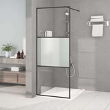 Pregrada za tuš crna 80 x 195 cm s napola mutnim staklom ESG | shoptok.hr